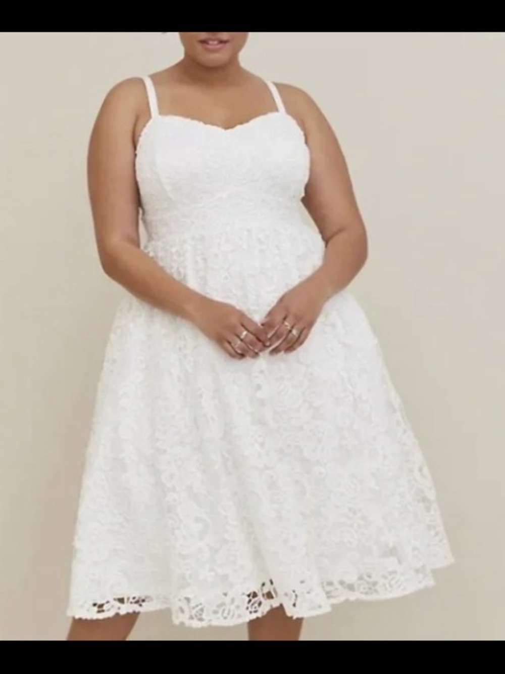 torrid White Lace Midi Dress with Spaghetti Straps